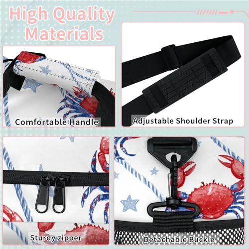 Crab Stars Watercolor Travel Duffel Bag Weekender Overnight Bags for Women Men Foldable Waterproof Tote Bag with Trolley Sleeve3