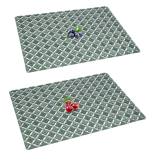 Qulable 2Pack Sink Mats For Bottom Of Kitchen Sink - Pvc Sink Protectors For Stainless Steel Sinks, Adjustable Sink Protector Drain Mat, Checkered Pattern Design, 11.8X15.7 (Dark Green) #TOP5