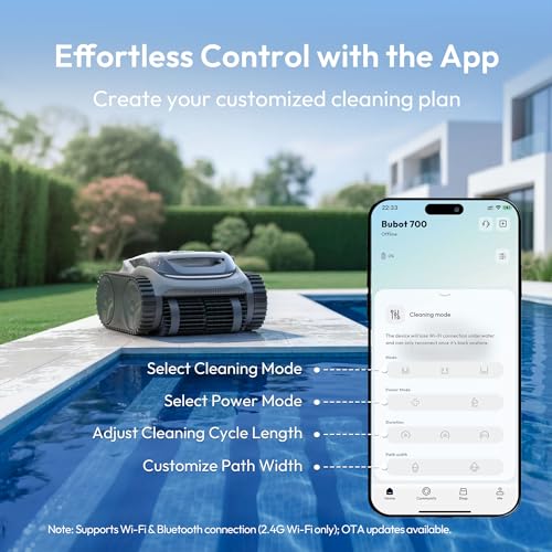 Image of (2026 New) Bubot 700 Cordless Roboitc Pool Cleaner, Pool Vacuum with 210-Min Rumtime, Superior Suction, Triple Motors, Floor /Wall /Waterline Cleaning, for Inground & Above-Ground Pool, Light Grey