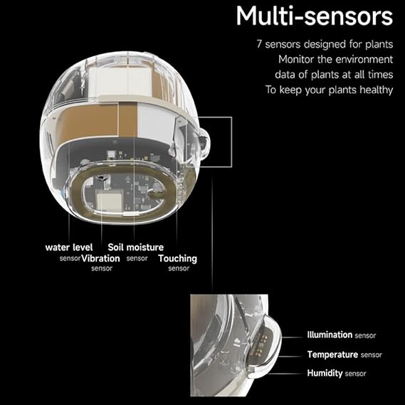 Smart Flowerpot - AI Pet Planter With Multiple Expressions, 7 Sensors, and Chips for Easy Plant Care - Living Room, Plant-Free, Yellow
