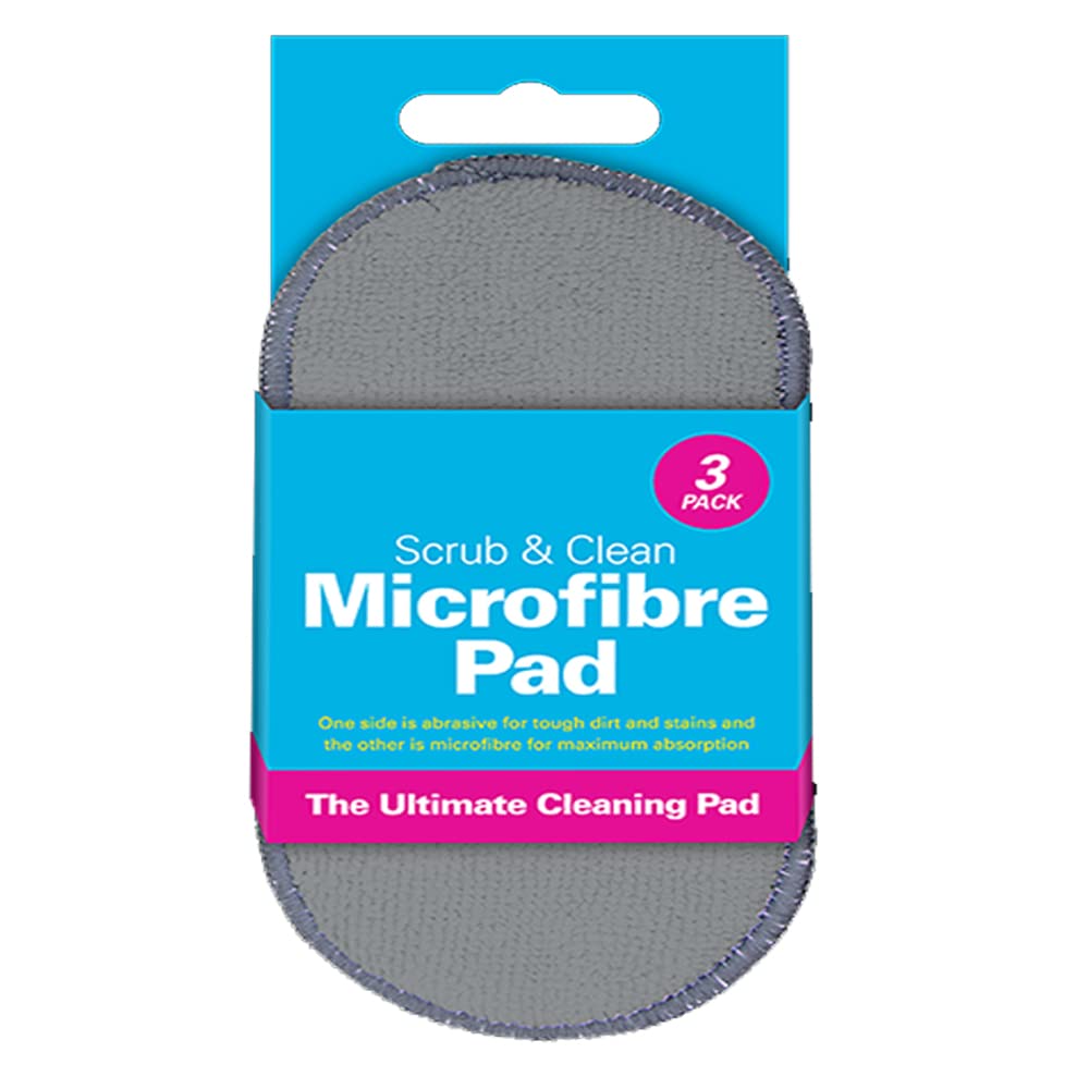 Zale Yardley Grey Scrub Sponges 3 Pack, 2 In 1 Clean & Scrub Pad Non-Scratch Microfiber Sponge, Cleaning Scrub Sponges, Clean Dirt & Germs Sponge (Grey)