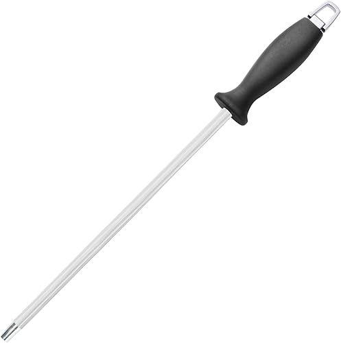 Pleafind Knife Sharpener Rod (12 inch), Professional Honing Rod, Premium Carbon Steel Knife Sharpening Steel, Honing Steel for Kitchen Knives,