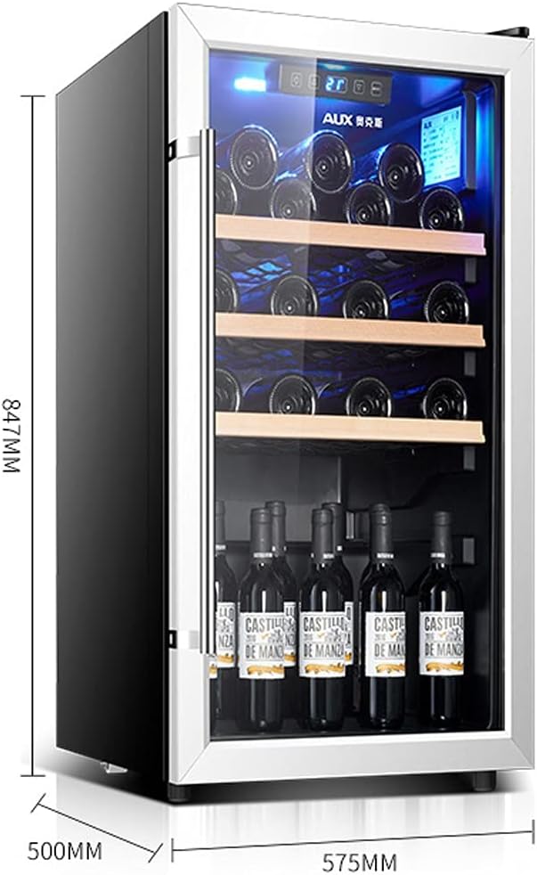 28-BottleWine Cabinet, Free Standing Wine Refrigerator, Independent Household Wine Cellar, Compressor Refrigeration, Tempered Glass Door