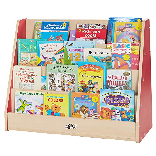 ECR4Kids Colorful Essentials 4-Tier Book Display Stand, Red
