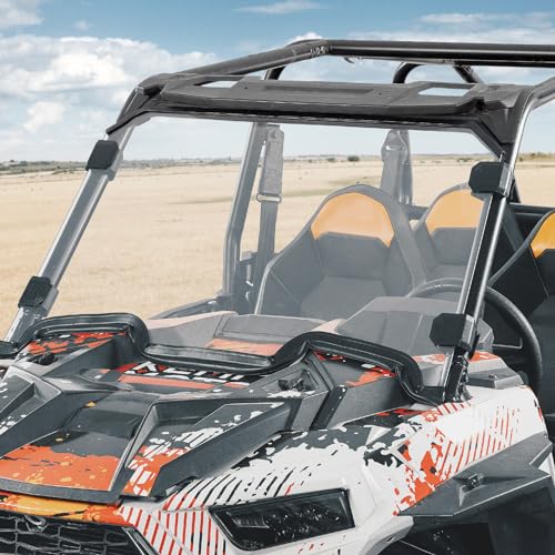 KEMIMOTO Front Windshield Compatible with 2019-2023 Polaris RZR XP 1000 / RZR XP Turbo 2 and 4 Seater Impact UV Resistant Hard-Coated PC Pre-Installed Rubber Strip Full Windshield #2884018