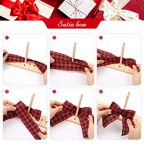 Mudder Bow Maker For Ribbon For Wreath Wooden Bow Making Tool With Bow Wire And Twist Tie For Creating Present Bows Hair Bows Corsages Christmas Wreaths Various Crafts Holiday Party Decorations Supplies thumb #5