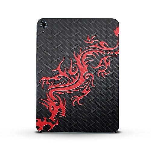 Image of MightySkins Carbon Fiber Skin Compatible with Apple iPad 10.9 inch 10th Gen (2022) Full Wrap Kit - Red Dragon | Protective, Durable Textured Carbon Fiber Finish | Easy to Apply | Made in The USA