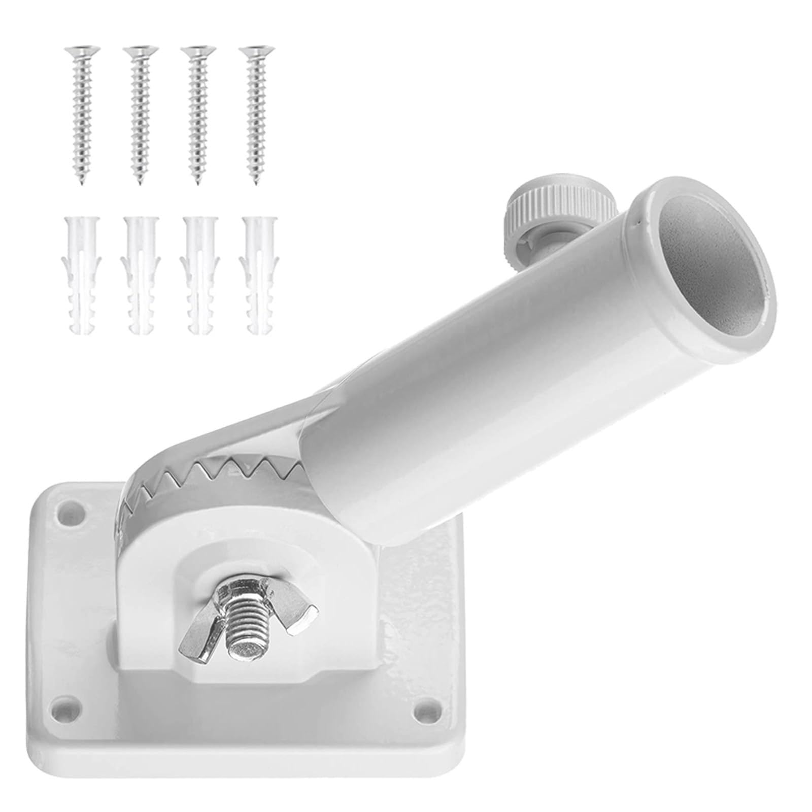 Adjustable Flag Pole Holder, Multi Position Flagpole Mount, Flag Pole Holder Adjustable, Bracket Adjustable Flagpole, Flagpole Adjustable Wall Flag, Adjustable Flagpole for Flag Decoration (White)