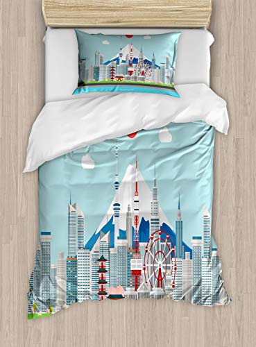 Lunarable Tokyo Duvet Cover Set, Tourist Attractions of...