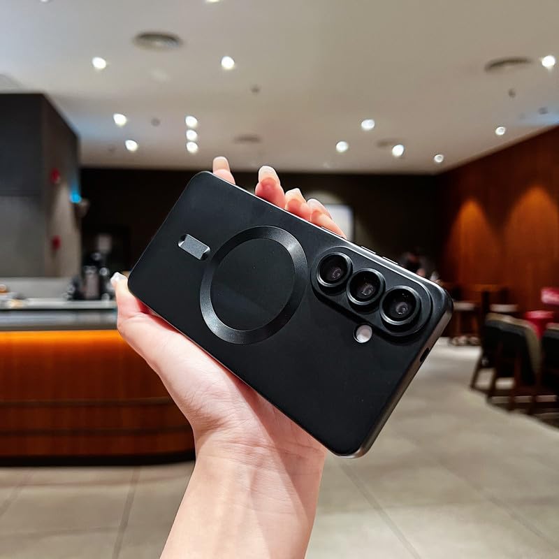 Image of LuxuryKase Premium MagSafe Case for Samsung Galaxy S26 | Shockproof & Anti-Scratch Cover | Soft Silicone with Wireless Charging | Camera Lens Guard - Black