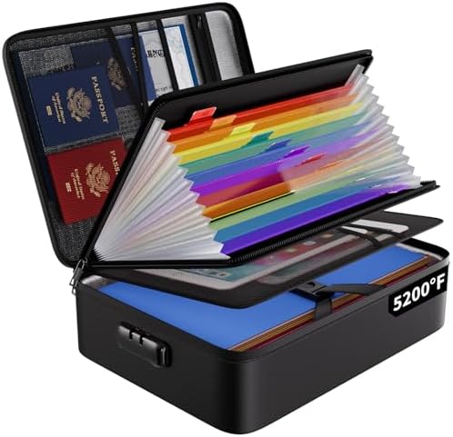 ENGPOW Fireproof File Organizer Bag with 13 Colorful Pockets Acco...