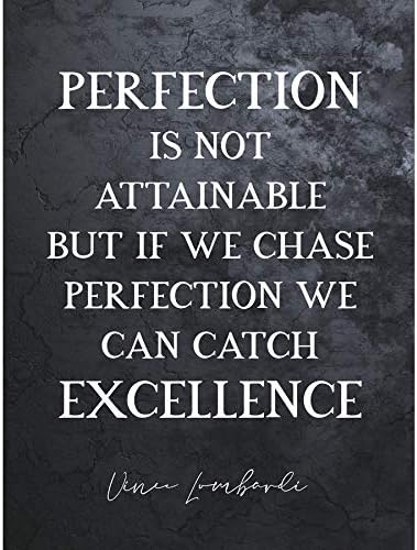 Artery8Slate Quote Vince Lombardi Perfection Excellence Football Coach Art Print Canvas Premium Wall Decor Poster Mural