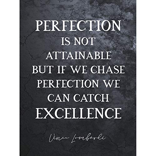 Artery8Slate Quote Vince Lombardi Perfection Excellence Football Coach Art Print Canvas Premium Wall Decor Poster Mural