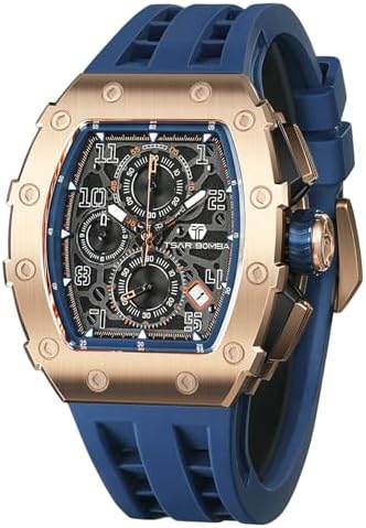 TSAR BOMBA Luxusuhr für Herren mit Quarzwerk, leuchtendem Zifferblatt, 5 ATM wasserdicht, Silikonarmband – Business-Herrenuhr als Festtagsgeschenk