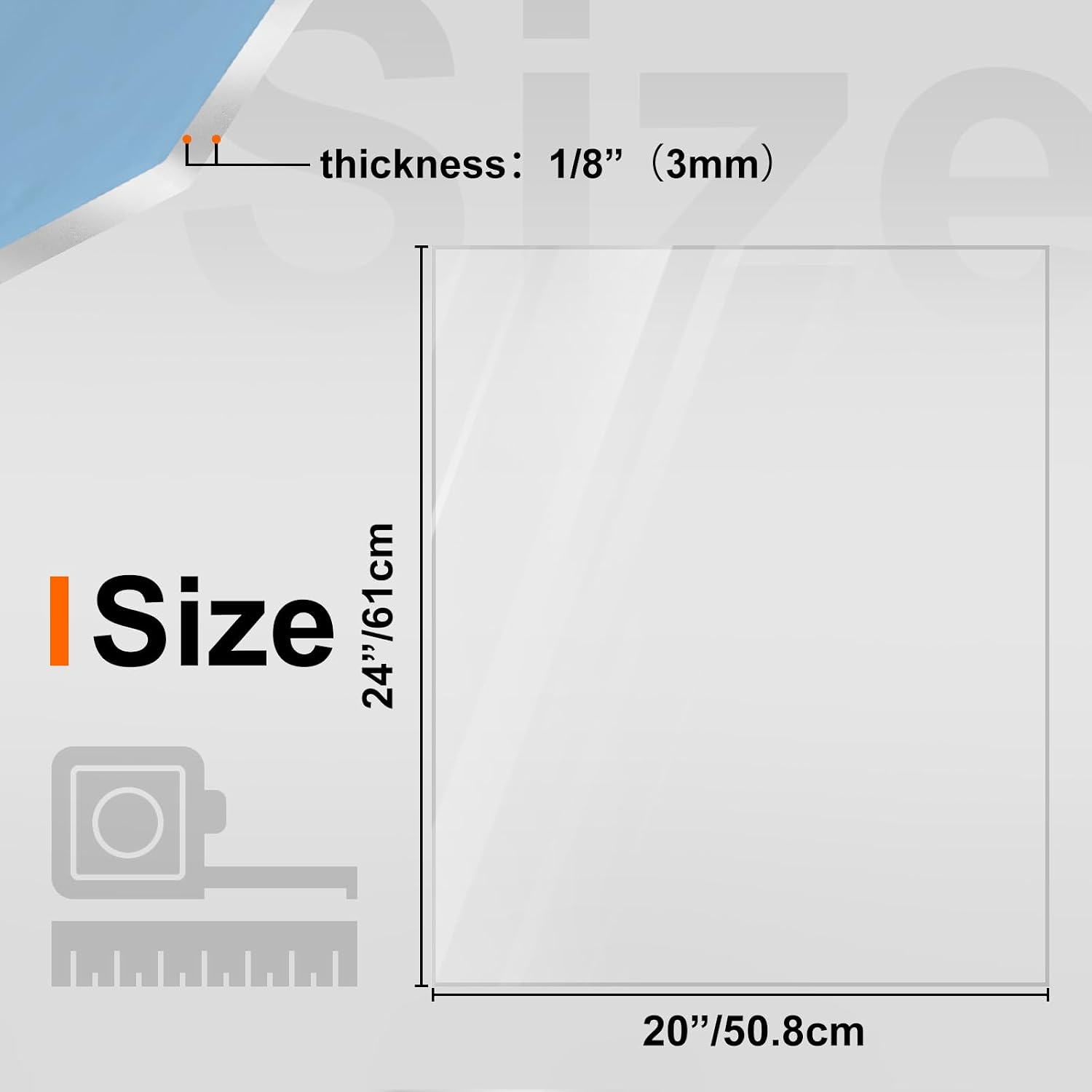 kinlink 20x24 plexiglass sheets 1/8 inch thick, 3mm clear pet acrylic sheets plastic sheet for diy project, craft, table top, picture frame, acrylic sign and wedding invitation 2 pack 20x24 2