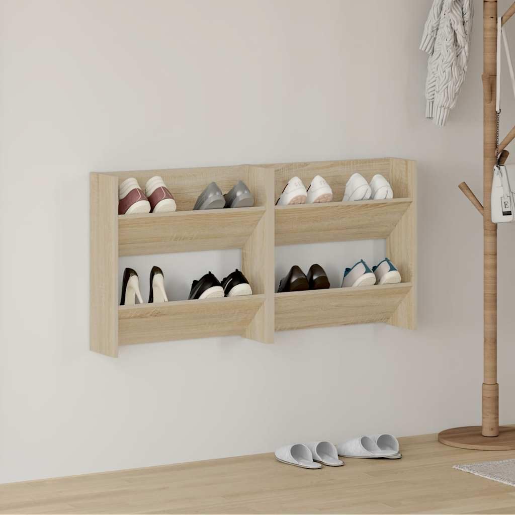 Ścienna szafka na buty 2 półki, Dub Sonoma 60x18x60 cm