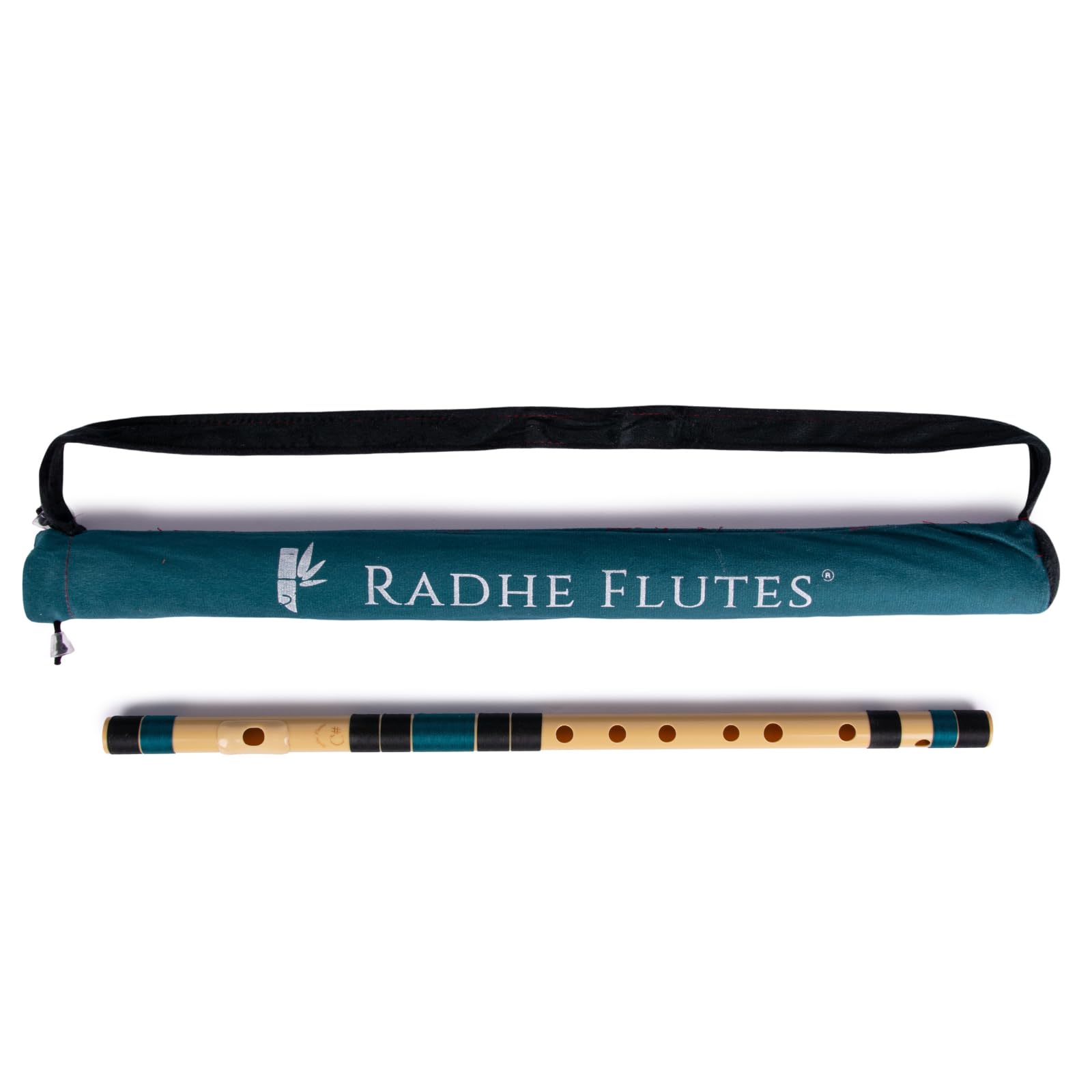 Radhe Flutes | C Sharp Right Handed Middle Bansuri | Black & Dark Green | Tuned With Tanpura A=440Hz | PVC Flute + Velvet Cover + Hindi & English Flute Lessons