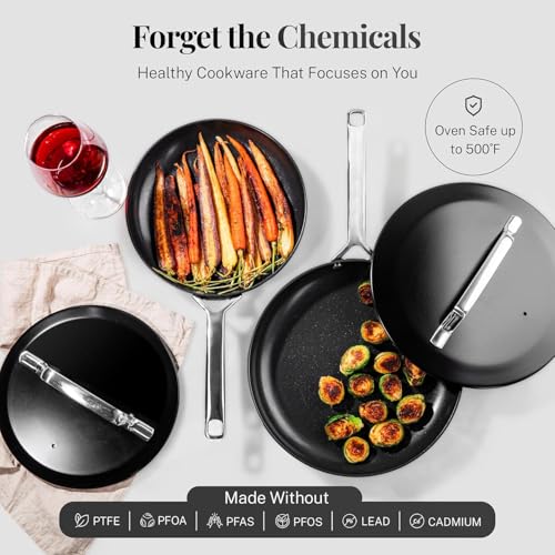 Gotham Steel Modern 11 Pc Ceramic Pots and Pans Set Non Stick, Professional Elegant Kitchen Cookware Sets with Steamer for Cooking, Non Toxic Made without PFOS PFOS, Dishwasher & Oven Safe by GOTHAM STEEL - Image 2