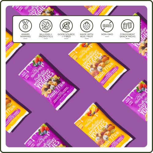 Image of Nature's Garden Probiotic Yoggies Trail Mix Multipack Snack 24oz (24 x 1oz) | (Lemonberry 12x1oz + Mixed Berry 12x1oz) Yogurt Covered Fruit & Nut Snack for Adult & Kid, Perfect for On-the-go Variety Pack