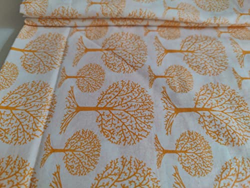 Image of Floral Printed Cotton Fabric Cloth Hand Block Print Fabric Women Material Running Jaipuri Hand Block Printed Women Dress Material Kurtis Natural 44 inch Inches Width 2.5 Meter (Pattern 15)