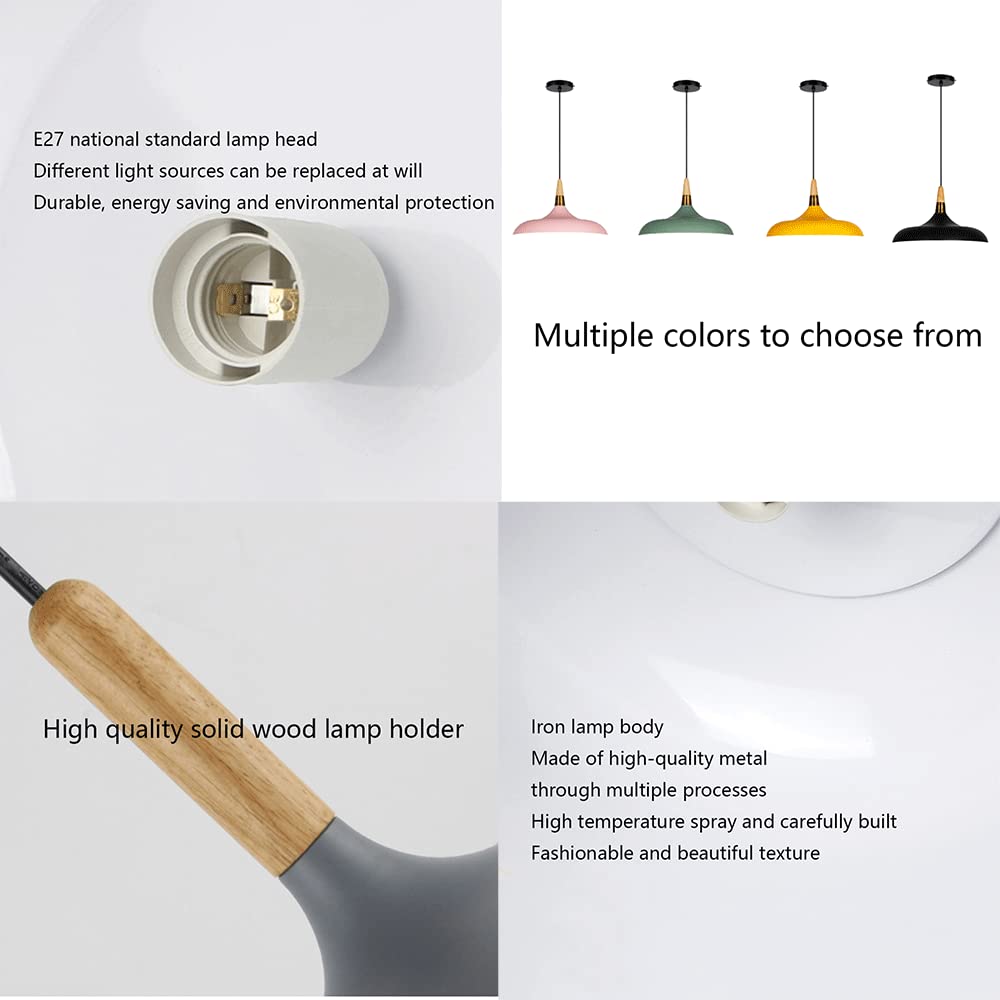 RCIDOS Luces Colgantes Un Solo Cabezal E27 Pantalla De Luz De Techo Industrial Macaron Lámpara Colgante Elegante De Metal Suspensión De Cordón Ajustable. para Restaurante Comedor Dormitorio