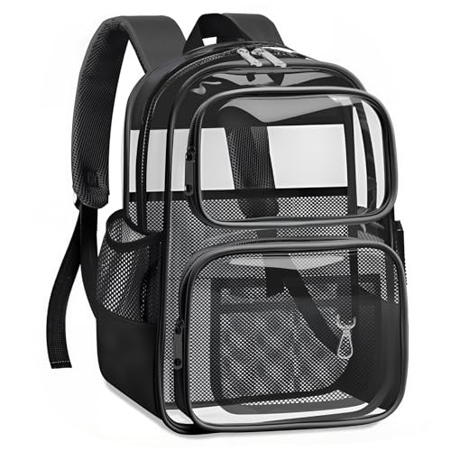 Clear Backpack for School - Large Heavy Duty Clear Bookbag for Boys and Girls, See Through PVC Transparent Backpacks