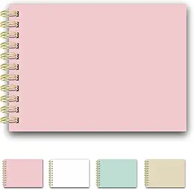 Caderno Scrapbook Álbum de Fotos Capa Dura Com 25 Folhas Brancas Papel Grosso (Rosa Bebê)