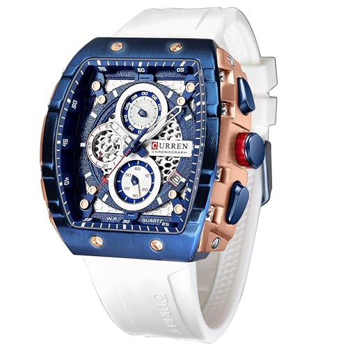 Image of FORSINING Men's Chronograph Sport Watch Waterproof Military Watches for Men Analog Quartz Wristwatch with Date Display Silicone Strap Outdoor Clock