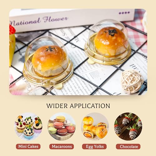 NPLUX Mini Cupcake Container Mini Cupcake Holder Individual Cupcake Containers for Chocolate Covered Cookies, Strawberry, Mooncake(50 Pack, Gold) - Thumbnail 4