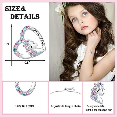 Magical Unicorn Bracelet for Girls Crystal Heart Pendant Bracelet Unicorn Jewelry Gifts for Girls Birthday christmas2