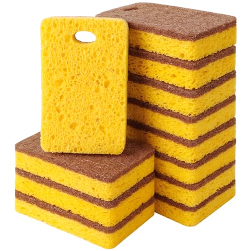 GRBAIN 12PCS Estropajo Ecologico Estropajo Cocina Hecho de Fibra de Coco y Celulosa Estropajo Biodegradable Esponja Cocina para Limpieza Hogar Productos Ecologicos Esponja Limpieza Hogar-A