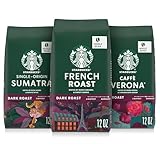 Starbucks Dark Roast Whole Bean Coffee Variety Pack, Three 12-oz. Bags
