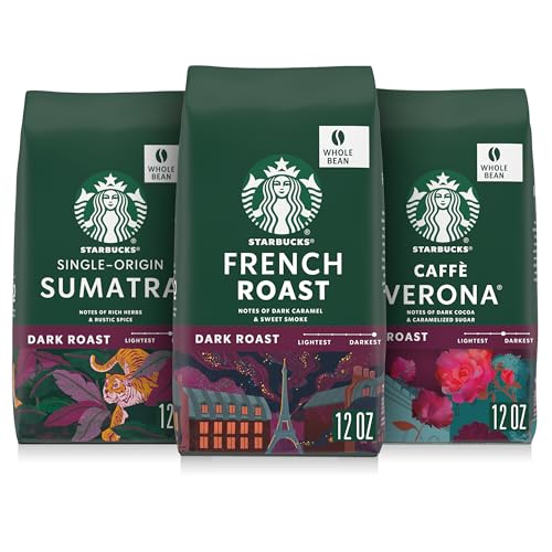 Starbucks Whole Coffee Beans, Dark Roast Hot or Iced Coffee, Variety Pack, Three 12 oz Bags​