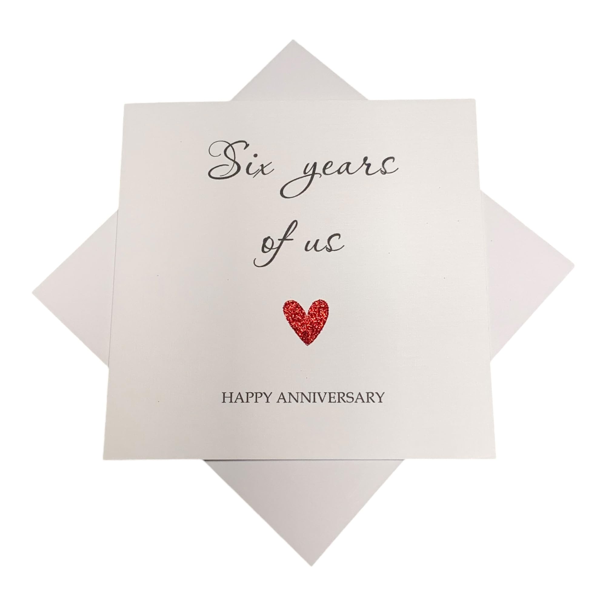 6th Anniversary Card - Iron 6 Year Sixth Personalised Gift for Wife Husband Boyfriend Girlfriend Partner - Choose Glitter Heart - Various Designs (Year Of Us)