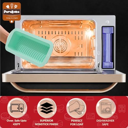 Image of PureBake Silicone Bread & Loaf Pan Mould, BPA-Free, Microwave & Oven Safe, Dishwasher Friendly, Safe for Baking, Random Color, Perfect for Muffins & Cupcakes (1 Pcs Random Colour)