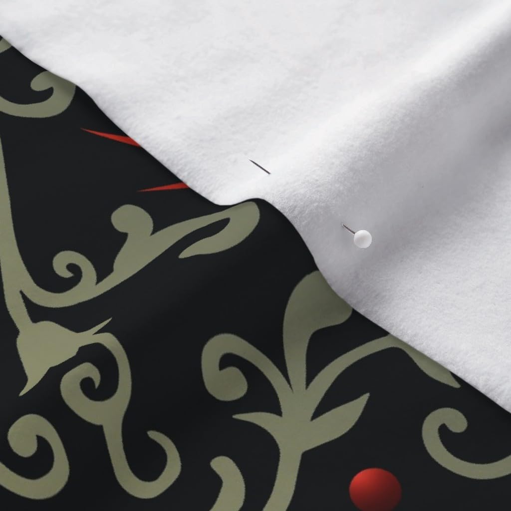 Spoonflower Fabric - Black Red Gold Dark Victorian Ravens Gothic Bats Halloween Witches Printed on Polartec(R) Fleece Fabric by The Yard - Sewing Blankets Loungewear and No-Sew Projects