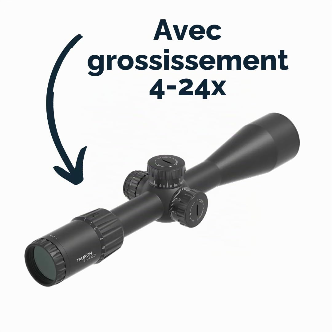 Vector Optics SCFF-65 Tauron 4-24x50FFP Genii Lunette de visée pour le sport, l'airsoft et la chasse, fusil à air, visière cible, lunette de visée de fusil, Rifle Scope, nombreux accessoires
