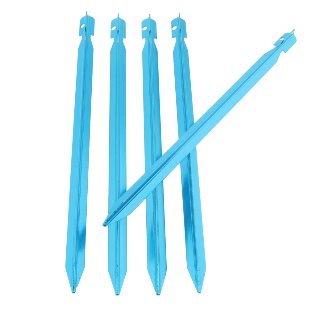 5x 23cm Aluminum Camping Tent Stakes Pegs Triangle Ground Nails Blue