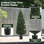 Two 4ft Artificial Plants Topairy Faux Cedar Trees for Outdoor Planters, 48IN Tall Fake Pine Bushes UV Resistant Large Potted Shrubs for Front Porch Décor - Image 3
