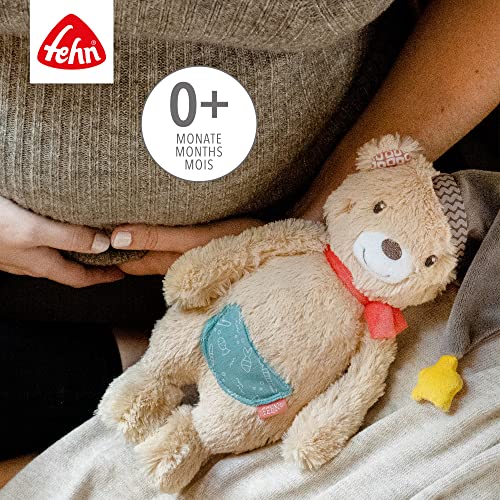 Fehn Kuscheltier Bär Bruno – Weicher Teddybär für Neugeborene als Einschlafhilfe - Stofftier zum Greifen, Fühlen und Knuddeln – Plüschtier Teddy geeignet für Babys und Kleinkinder ab 0+ Monaten