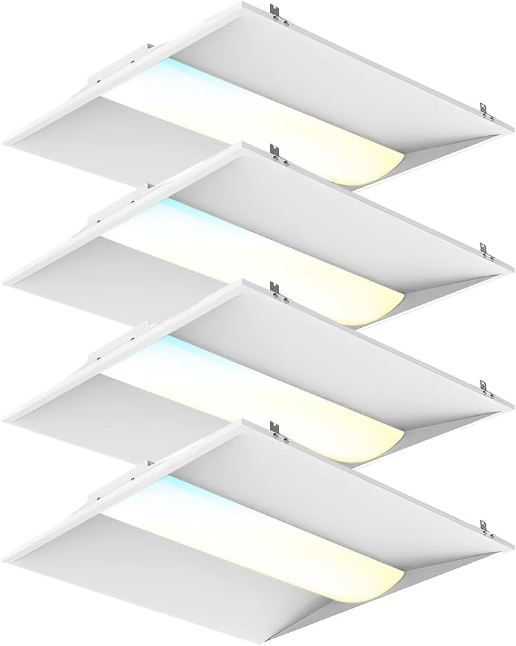 2x2 FT Center Basket LED Troffer Panel Light, 20/30/40W, 3 Color Options 3000K | 4000K | 5000K, Dimmable Drop Ceiling Lights, 2500/3750/5000 Lumens, Damp Rated, 120-277V, DLC Premium (4 Pack)