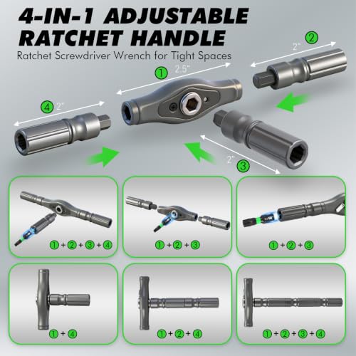 Image of 46 in 1 Magnetic Ratchet Screwdriver Set, Multi-Bit Screwdriver Kit, Nut Driver Set, Detachable Ratchet Handle with Storage Case, Repair Tool Kit for Furniture, Computer, Bicycle