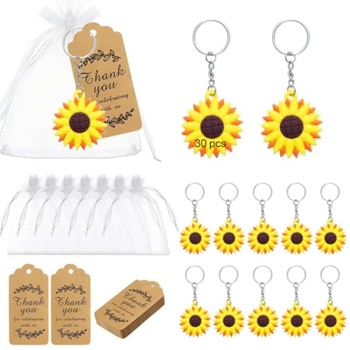 30 Pezzi Festa di Battesimo Portachiavi Bomboniere Baby Shower Regalo Gli Ospiti,Inclusi Portachiavi, Sacchetti di Organza e Tag di Ringraziamento per Comunione Cresima Matrimonio Souvenir