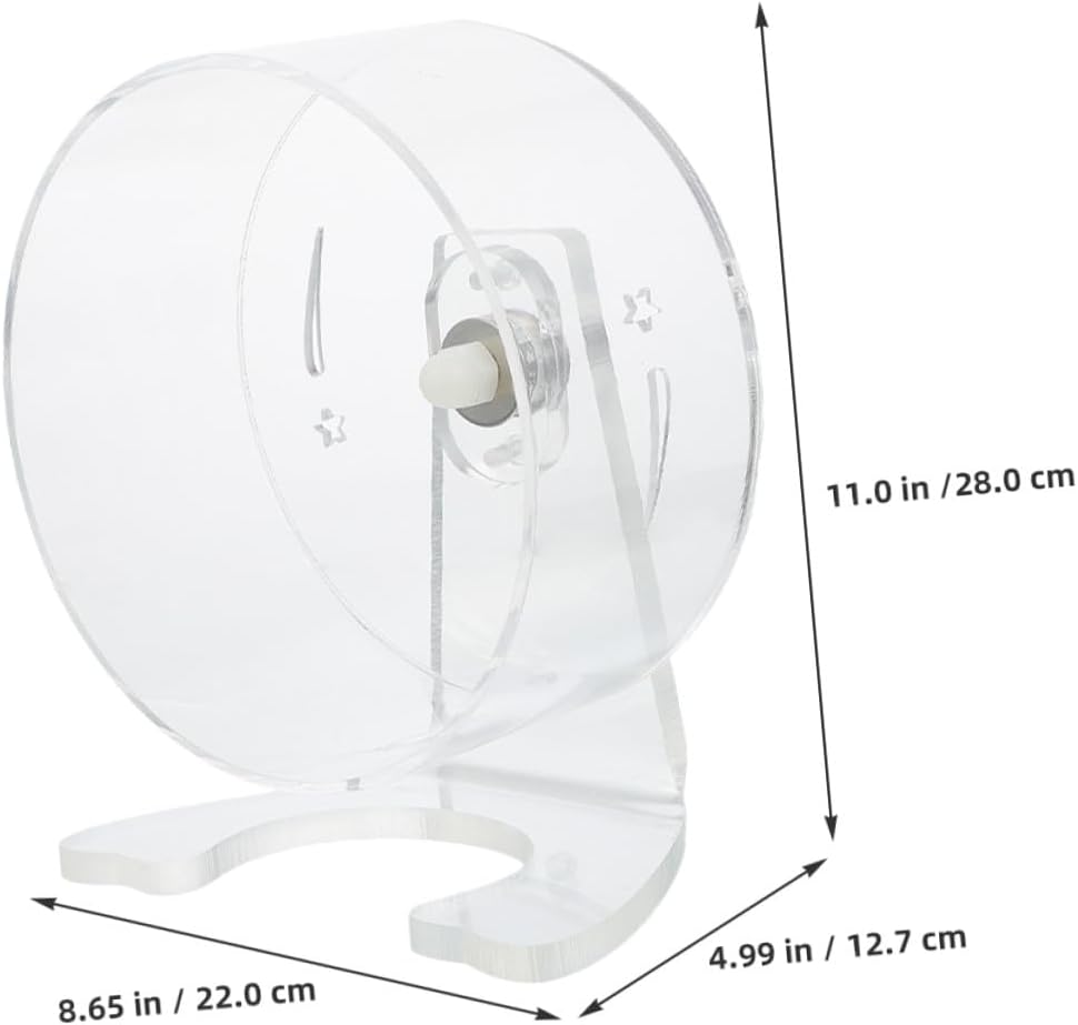 Clear Silent Running Wheel for Small Pets with Stand Transparent Hamster Exercise for Gerbils Chinchillas Cage Compatible Quiet Night Use