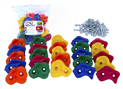 Climbing Monkey Climbing Holds -- 25 Rock Climbing Holds - Premium HD Mounting Hardware Included -- Climbing Rocks for DIY Rock Climbing Wall - Thumbnail 2