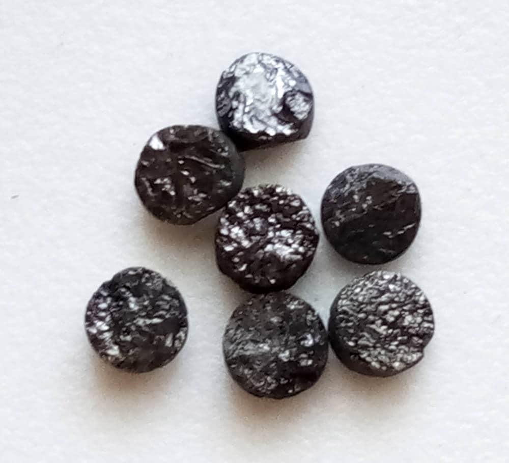 Dischi diamantati grezzi, pneumatico diamantato nero naturale, borchie diamantate 1 pezzo, forma di bottone diamantato grezzo per gioielli - Ppd701 per donna, nero, 7-7,3 mm