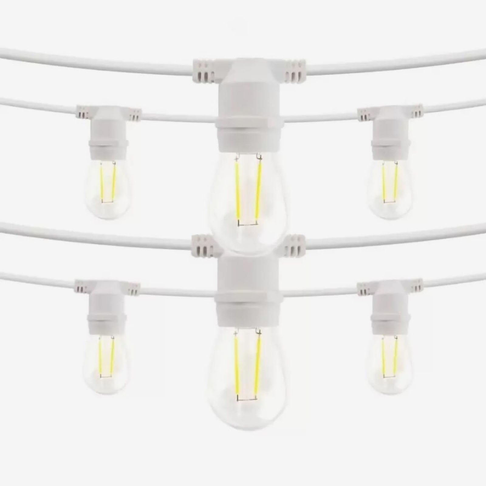 Luccika 10-metrowy łańcuch świetlny 10 metrów, 10 oprawek i 10 żarówek E27, wytrzymały kabel, IP44, przedłużany, kabel zasilający, do użytku na zewnątrz i wewnątrz (biały kabel lodowo-biały)