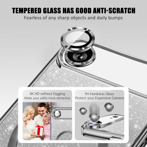 Image of Misscase for iPhone Air Case Compatible with MagSafe,Built-in Camera Lens Protector Full Protection Soft TPU Anti-Scratch Magnetic Glitter Slim Case Cover for iPhone 17 Air 6.5 inch Silver