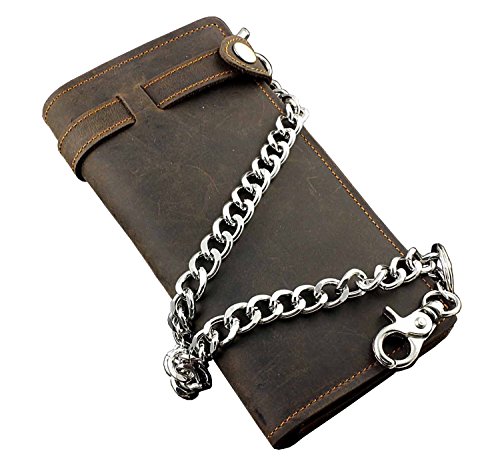 Men Trucker Motorcycle Rider Real Leather Money Card Wallet With Metal Chain #TOP1