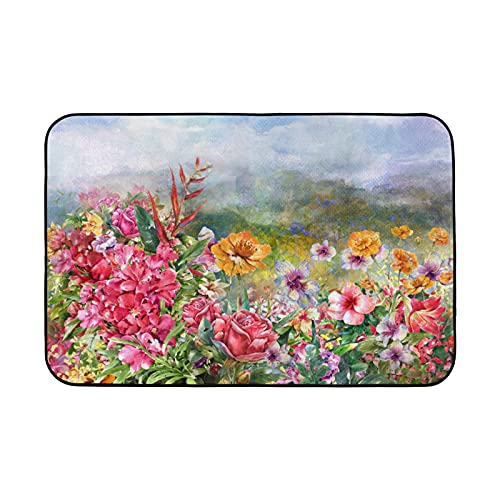 Pardick Kitchen Mat Flower Rose Kitchen Floor Mat Cushioned Anti-Fatigue Kitchen Rug Spring Floral Non-Slip Kitchen Rugs And Mats Comfort Mat For Kitchen, Floor Home, Office, Sink, Laundry #TOP14